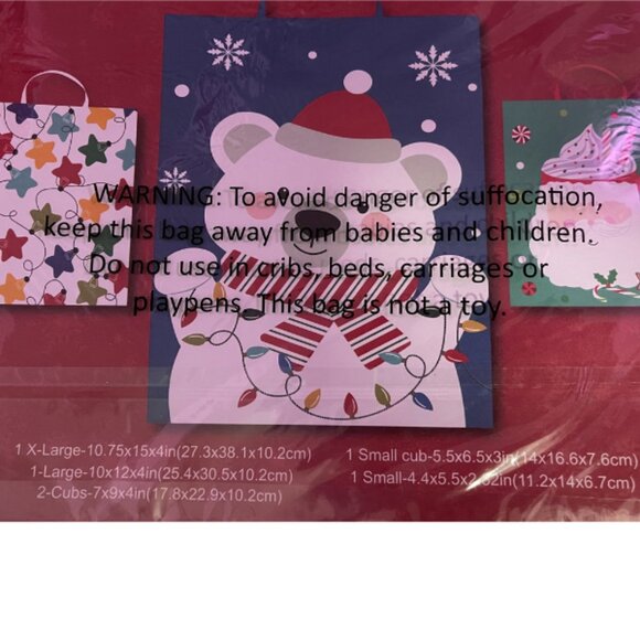 Christmas Gift Bags Set of 6 Assorted Holiday Designs and Sizes – Festive Variet - Picture 4 of 5